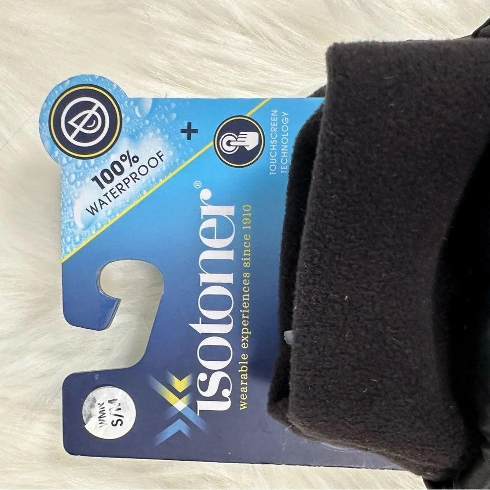 Isotoner Ski Gloves Waterproof Touchscreen Technology Palm Grips Black S/M NWT
